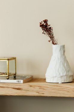 Vase effet froissé blanc mat (Petit)