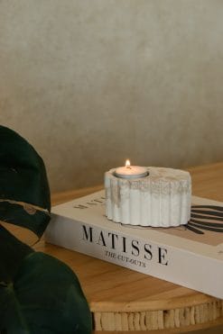 Bougeoir chauffe‑plat en ciment marbré