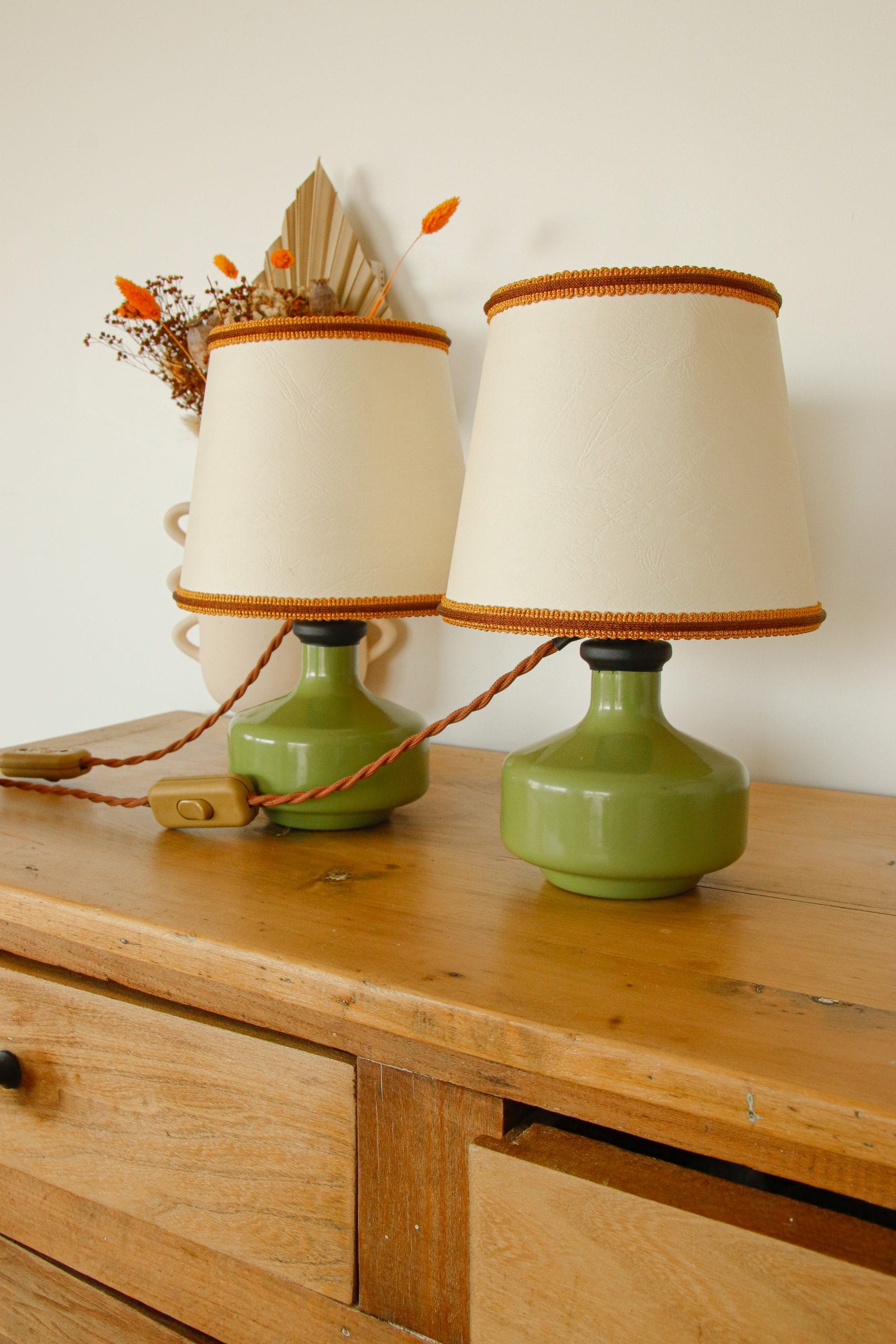 Lot de 2 lampes à poser années 70 en verre – Image 3