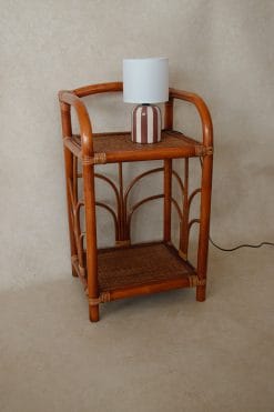 Table d'appoint en rotin marron 2 tablettes