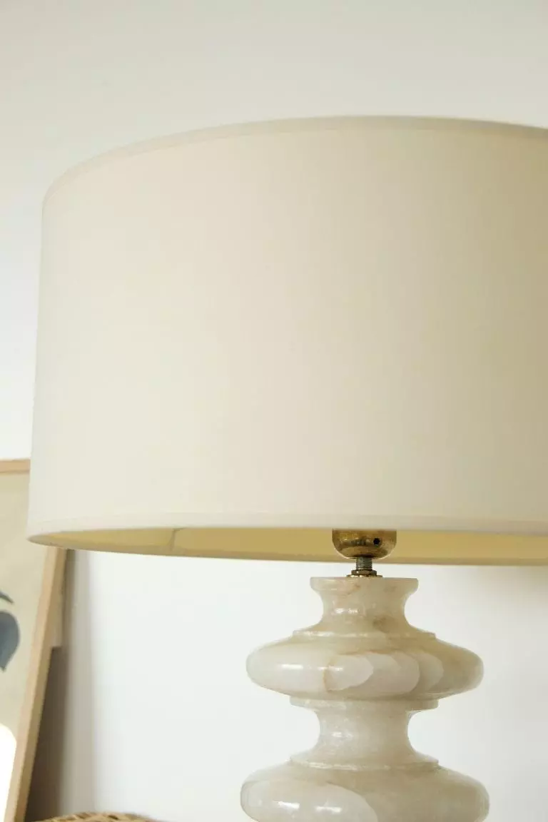 Lampe en albâtre blanche années 70 – Image 11