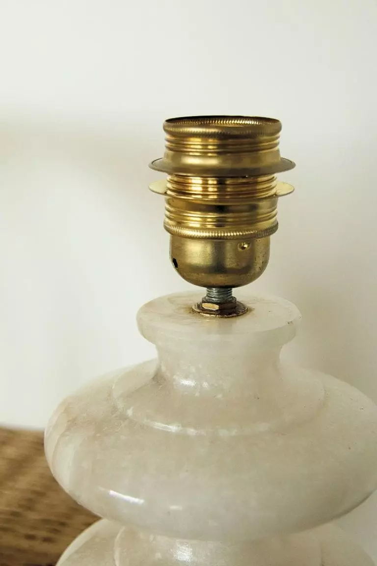 Lampe en albâtre blanche années 70 – Image 6