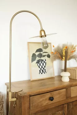 Lampe de table style atelier en laiton doré