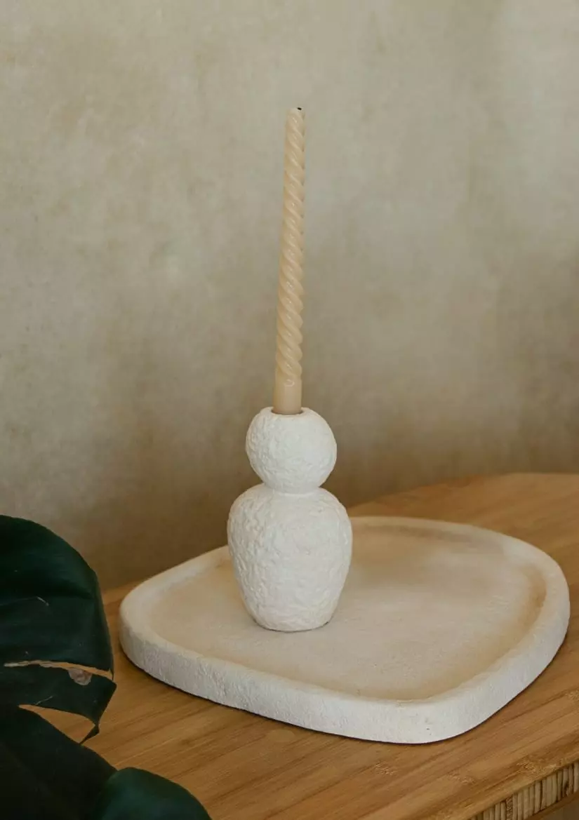 Bougeoir texturé minimaliste à deux sphères – Image 2