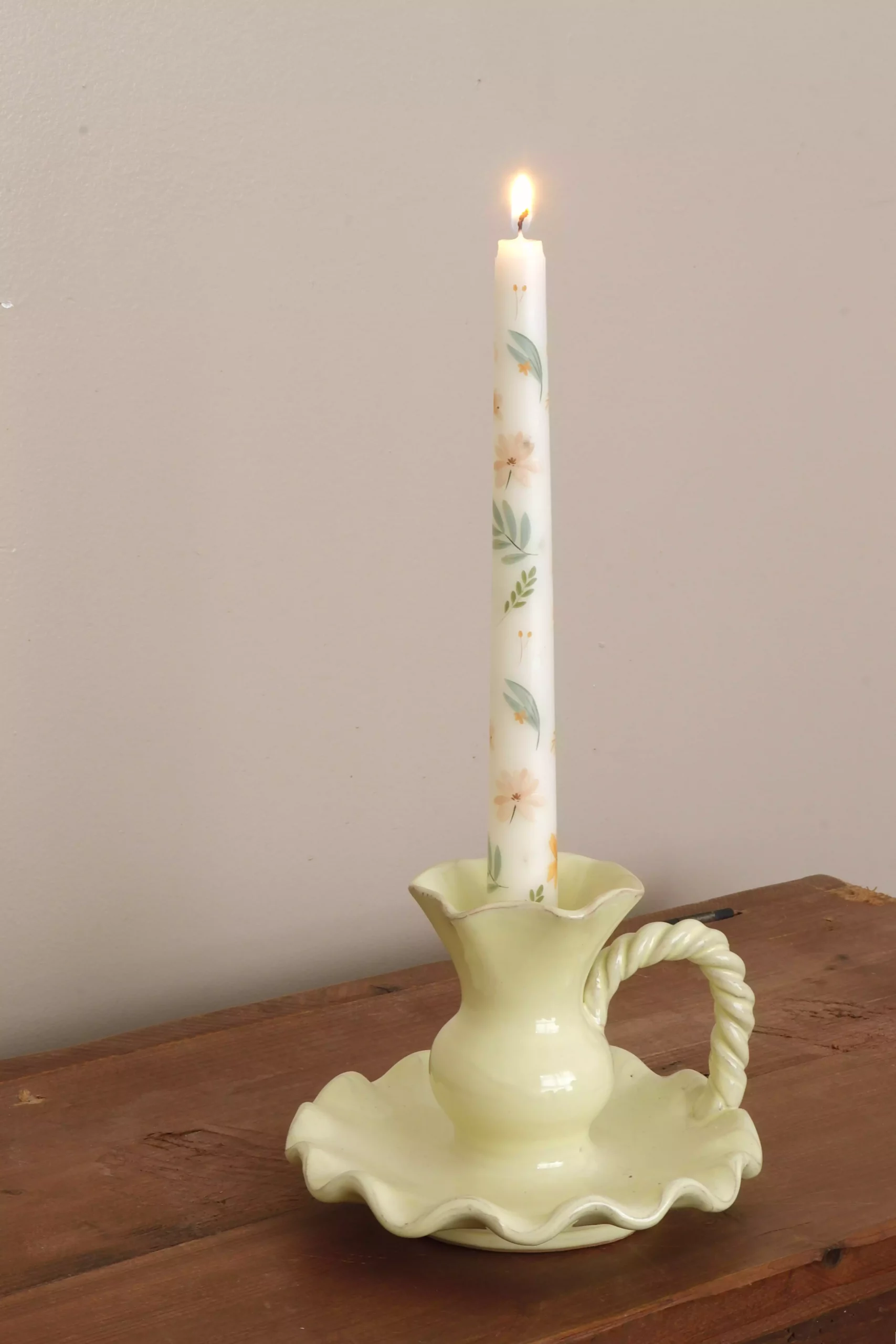 Bougeoir à volants vert