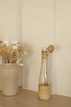 Bouteille tressage osier vintage