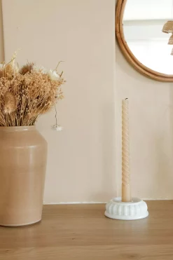 Porte bougies verre opale blanc