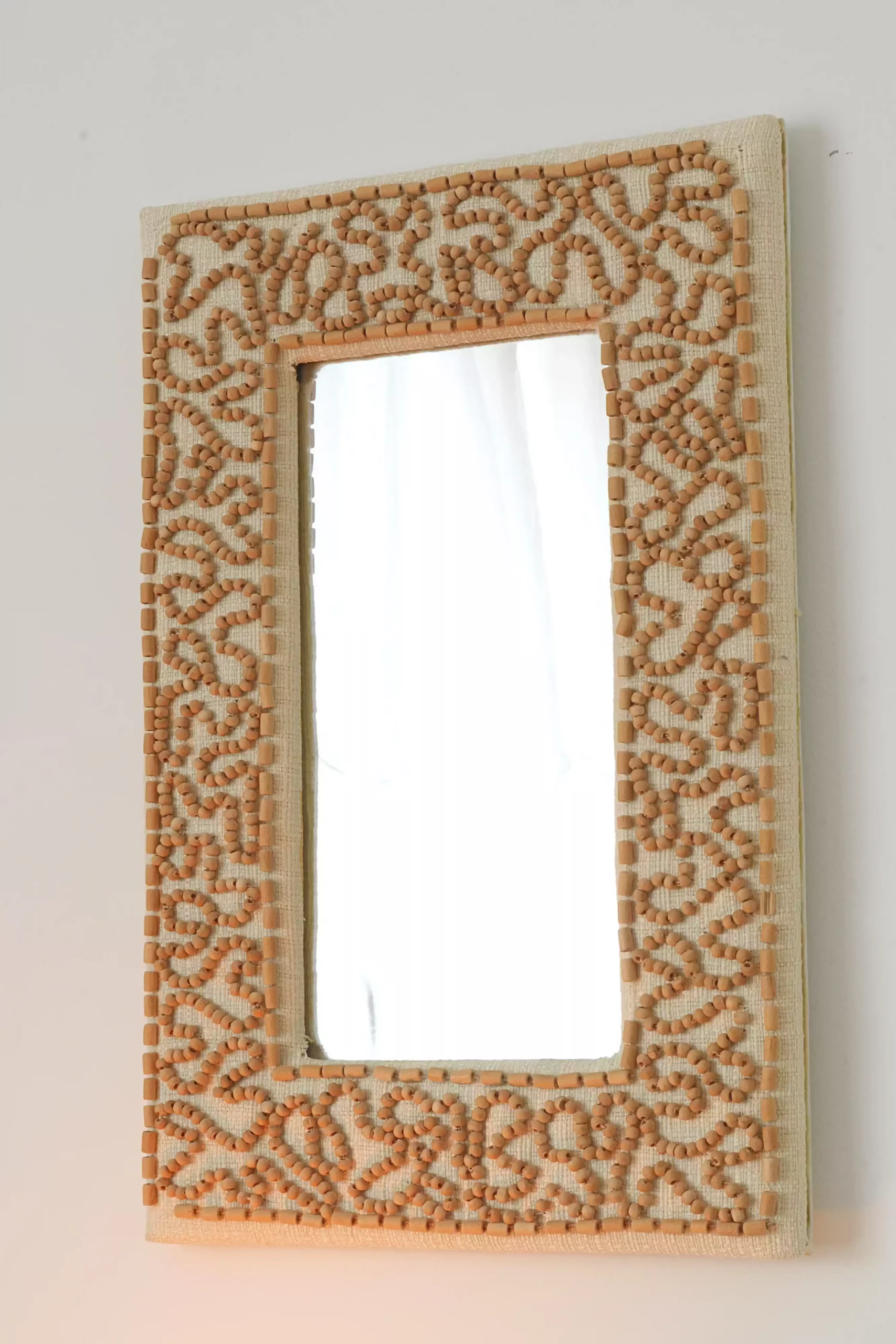 Miroir rectangulaire lin et perles – Image 4