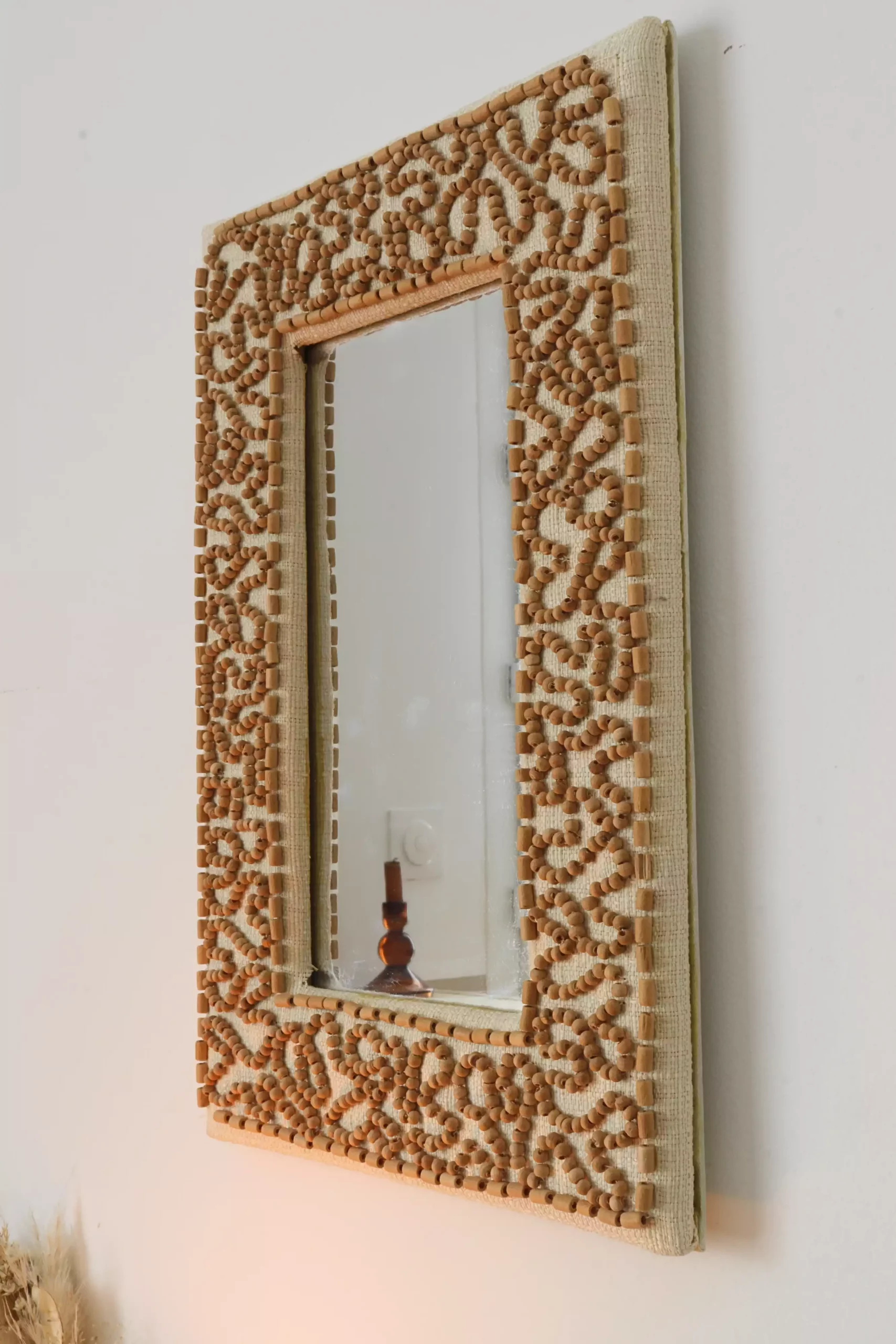 Miroir rectangulaire lin et perles – Image 5