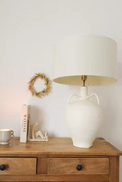 Lampe Amphore en Terre Cuite Ancienne Crème
